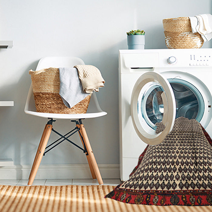 Machine Washable Contemporary Light French Beige Brown Rug in a Washing Machine, wshcon2056