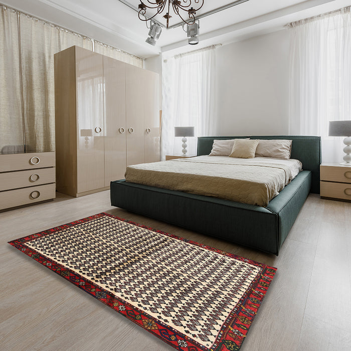 Machine Washable Contemporary Light French Beige Brown Rug in a Bedroom, wshcon2056