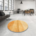 Round Machine Washable Contemporary Dark Orange Rug in a Office, wshcon2058