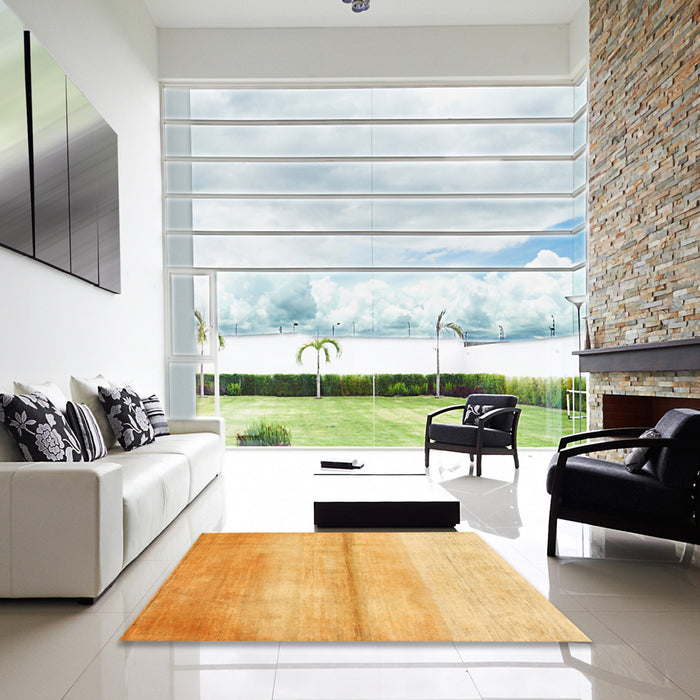 Square Contemporary Dark Orange Modern Rug in a Living Room, con2058