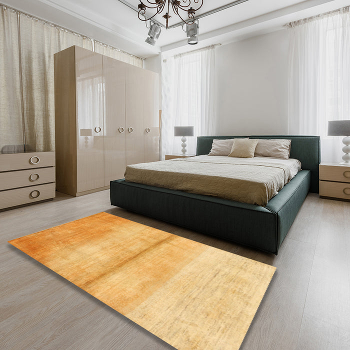 Machine Washable Contemporary Dark Orange Rug in a Bedroom, wshcon2058