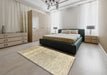 Contemporary Dark Almond Brown Modern Rug in a Bedroom, con2059