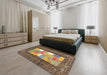 Contemporary Copper Green Modern Rug in a Bedroom, con2061