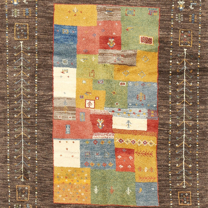 Machine Washable Contemporary Brass Green Rug, wshcon2061