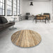 Round Contemporary Dark Gold Brown Modern Rug in a Office, con2062