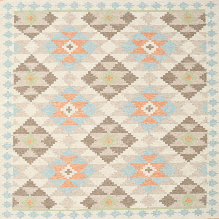 Square Contemporary Tan Brown Gold Southwestern Rug, con2063