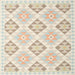 Square Contemporary Tan Brown Gold Southwestern Rug, con2063