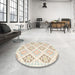 Round Machine Washable Contemporary Tan Brown Gold Rug in a Office, wshcon2063