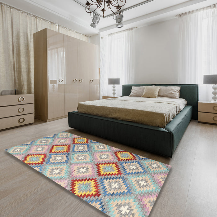 Machine Washable Contemporary Tan Brown Rug in a Bedroom, wshcon2064