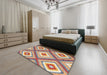 Contemporary Cherry Red Southwestern Rug in a Bedroom, con2065