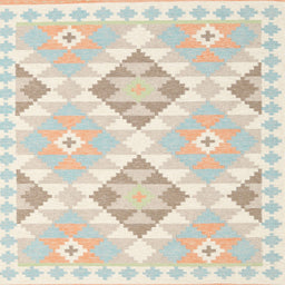 Square Contemporary Tan Brown Southwestern Rug, con2066