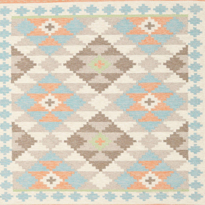 Square Contemporary Tan Brown Southwestern Rug, con2066
