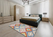 Contemporary Tan Brown Southwestern Rug in a Bedroom, con2067