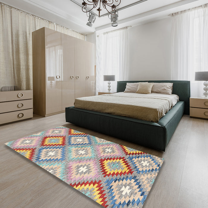 Machine Washable Contemporary Tan Brown Rug in a Bedroom, wshcon2067