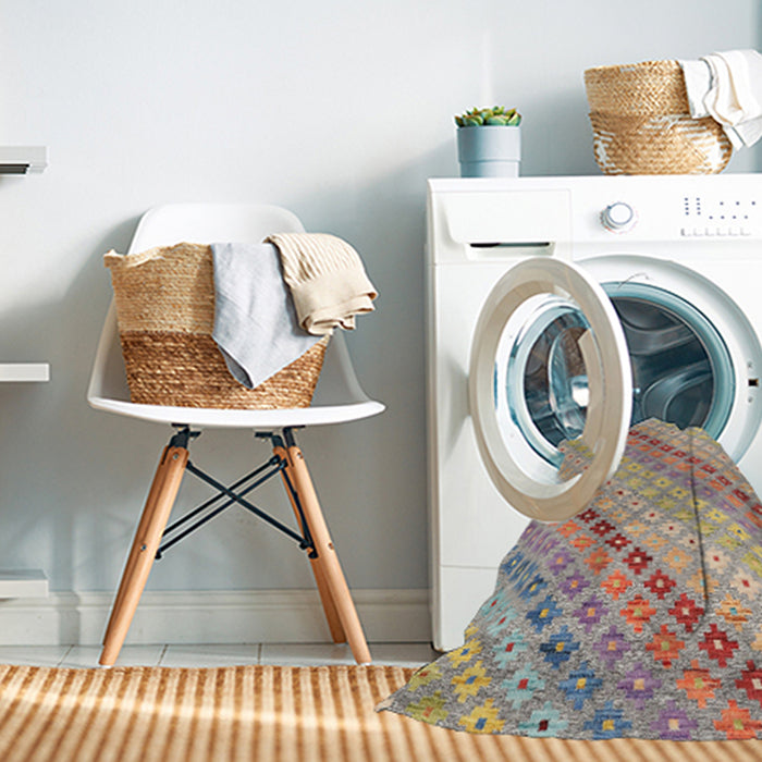 Machine Washable Contemporary Orange Salmon Pink Rug in a Washing Machine, wshcon2071