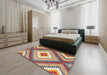 Contemporary Chestnut Brown Southwestern Rug in a Bedroom, con2074