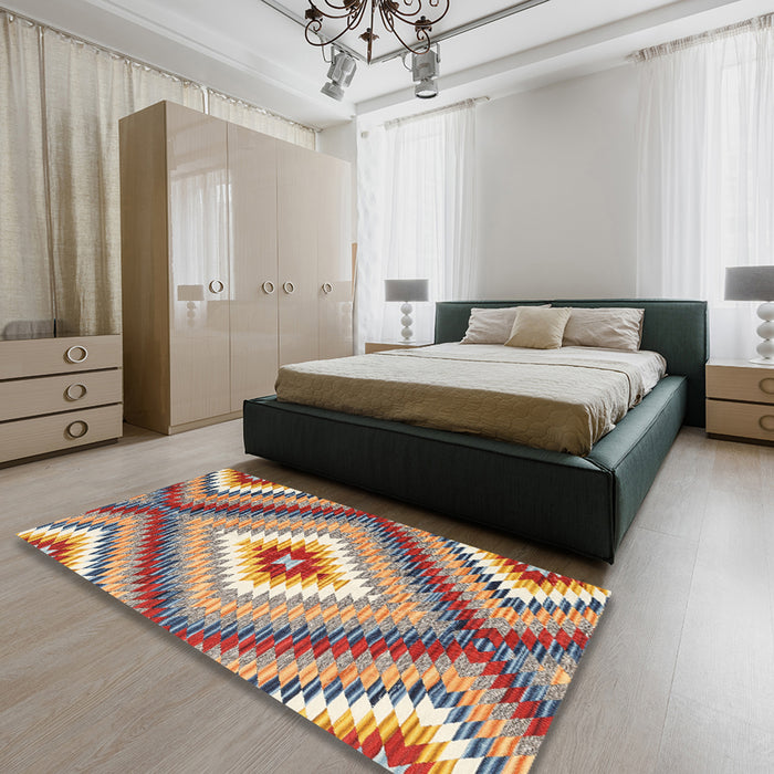 Machine Washable Contemporary Chestnut Brown Rug in a Bedroom, wshcon2074