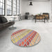 Round Machine Washable Contemporary Rust Pink Rug in a Office, wshcon2075