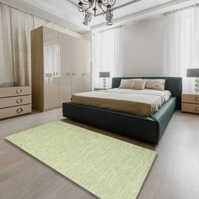 Machine Washable Contemporary Avocado Green Rug in a Bedroom, wshcon2077