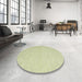 Round Machine Washable Contemporary Avocado Green Rug in a Office, wshcon2077