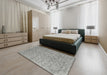 Contemporary Granite Gray Modern Rug in a Bedroom, con2078