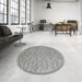 Round Contemporary Granite Gray Modern Rug in a Office, con2078