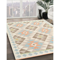 Contemporary Tan Brown Gold Southwestern Rug, con2079