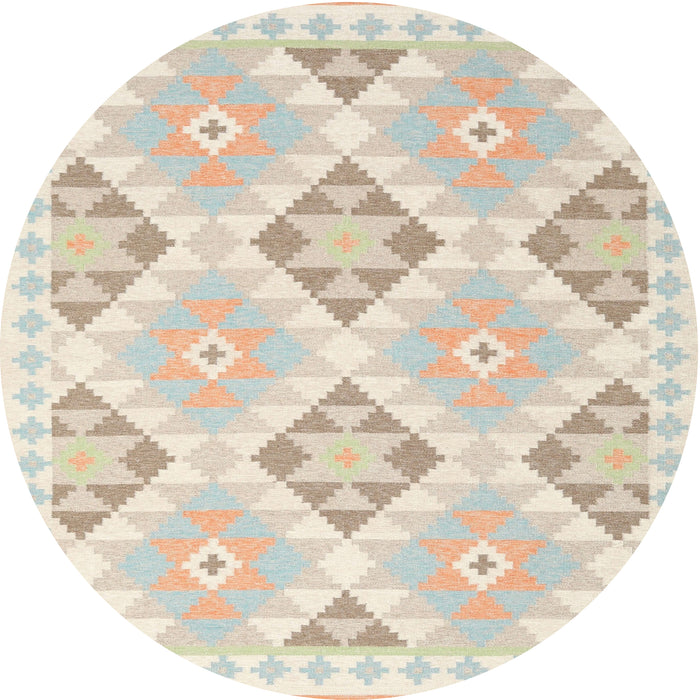 Sideview of Contemporary Tan Brown Gold Southwestern Rug, con2079