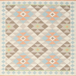 Square Contemporary Tan Brown Gold Southwestern Rug, con2079