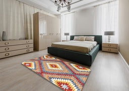 Contemporary Brown Southwestern Rug in a Bedroom, con2080