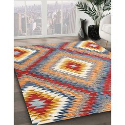 Contemporary Brown Southwestern Rug in Family Room, con2080