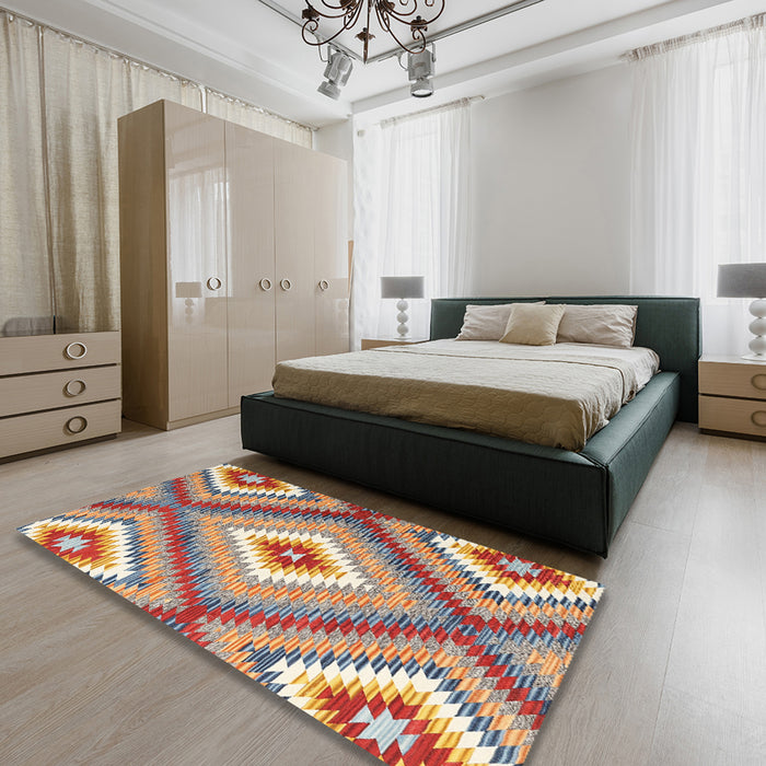 Machine Washable Contemporary Brown Rug in a Bedroom, wshcon2080