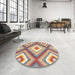 Round Machine Washable Contemporary Cherry Red Rug in a Office, wshcon2081