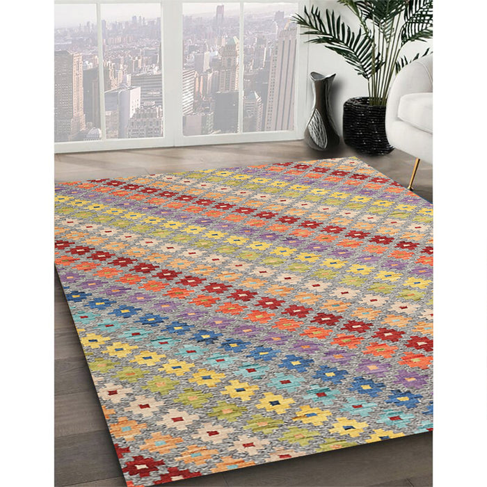 Machine Washable Contemporary Orange Salmon Pink Rug in a Family Room, wshcon2082