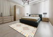 Contemporary Tan Brown Southwestern Rug in a Bedroom, con2083