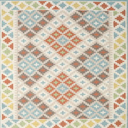 Square Contemporary Camel Brown Southwestern Rug, con2084