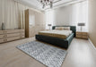 Contemporary Silver Gray Modern Rug in a Bedroom, con2085