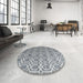 Round Contemporary Silver Gray Modern Rug in a Office, con2085