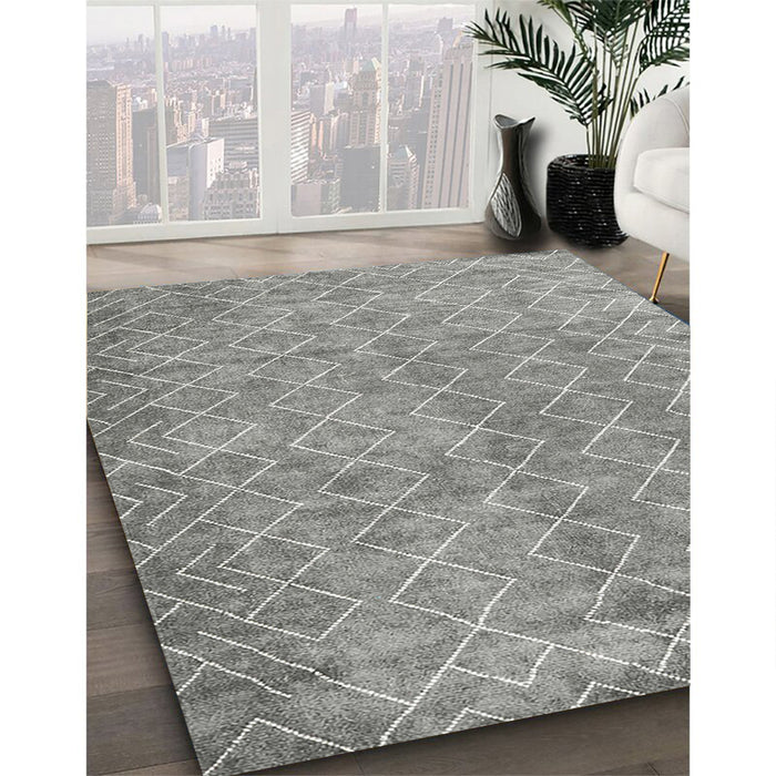 Contemporary Dark Gray Modern Rug in Family Room, con2086