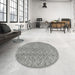 Round Machine Washable Contemporary Dark Gray Rug in a Office, wshcon2086