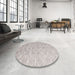 Round Contemporary Rosy Brown Pink Modern Rug in a Office, con2087