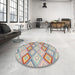 Round Machine Washable Contemporary Tan Brown Rug in a Office, wshcon2088