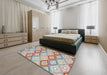 Machine Washable Contemporary Tan Brown Rug in a Bedroom, wshcon2089