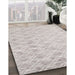 Machine Washable Contemporary Dark White Beige Rug in a Family Room, wshcon2090