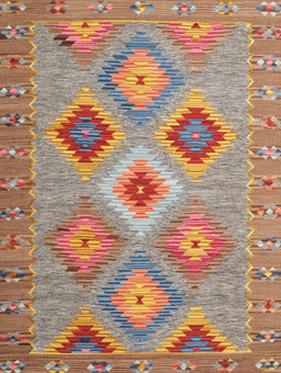 Contemporary Light French Beige Brown Southwestern Rug, con2091