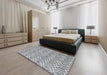 Contemporary Slate Granite Gray Modern Rug in a Bedroom, con2092