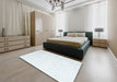 Contemporary Water Blue Modern Rug in a Bedroom, con2097