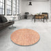 Round Machine Washable Contemporary Light Orange Rug in a Office, wshcon2099