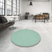 Round Machine Washable Contemporary Blue Green Rug in a Office, wshcon209