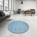 Round Contemporary Denim Blue Modern Rug in a Office, con20